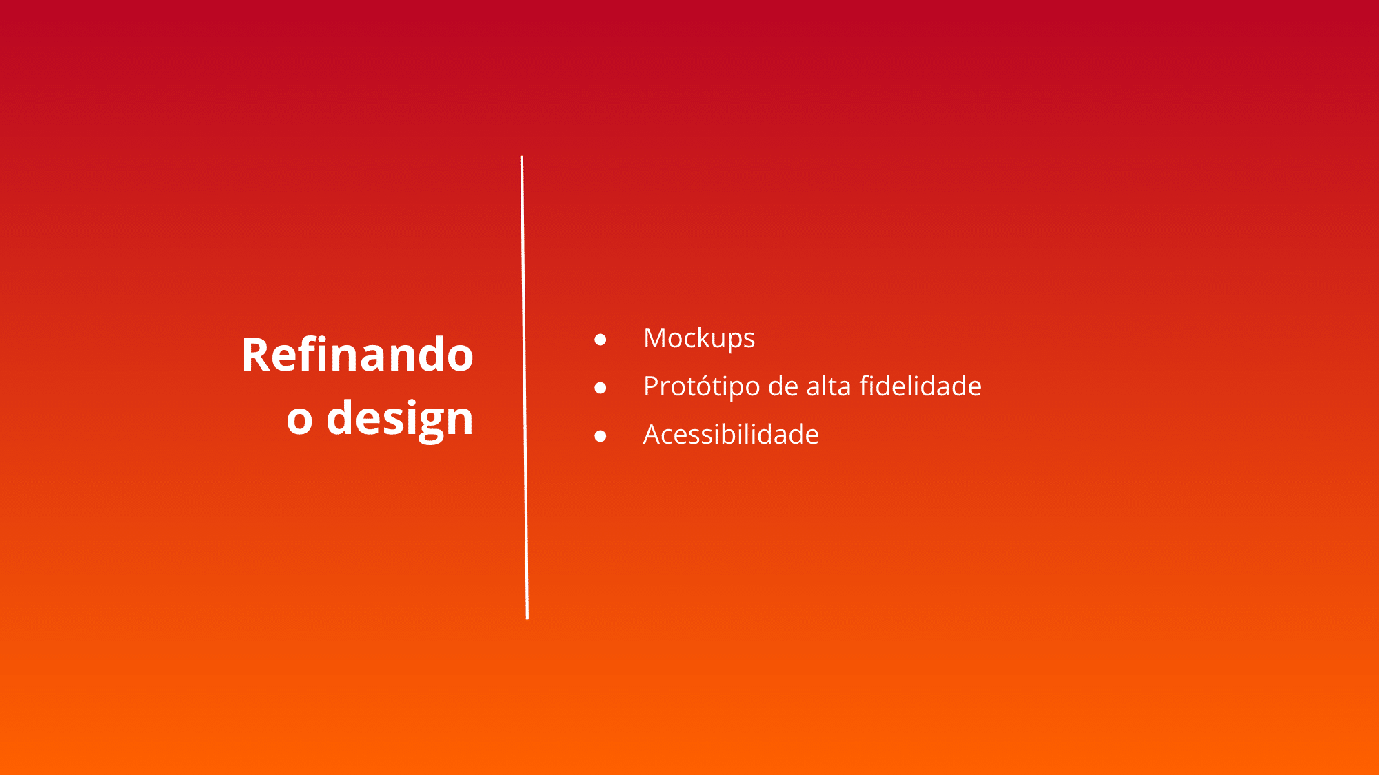 Refinando o design Mockups Protótipo de alta fidelidade Acessibilidade  