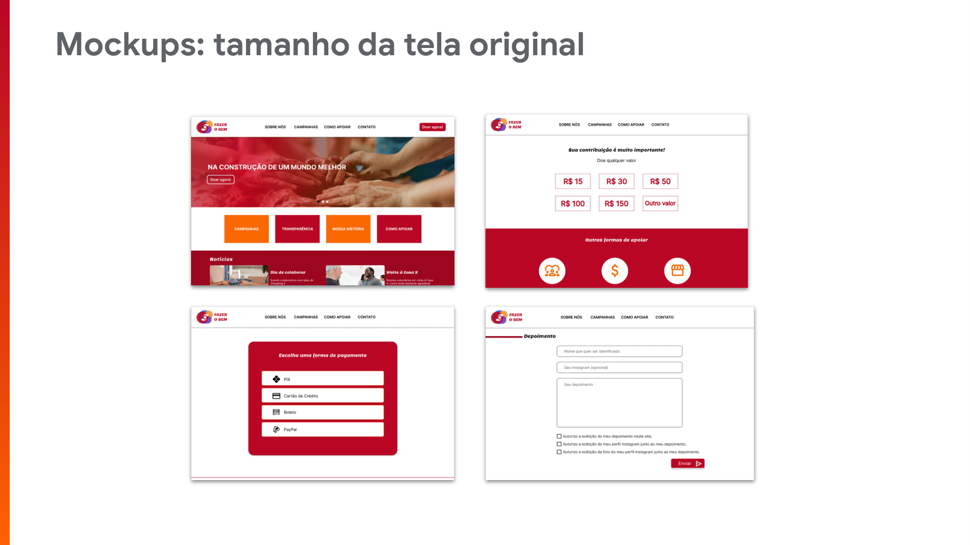 Mockups: tamanho da tela original 